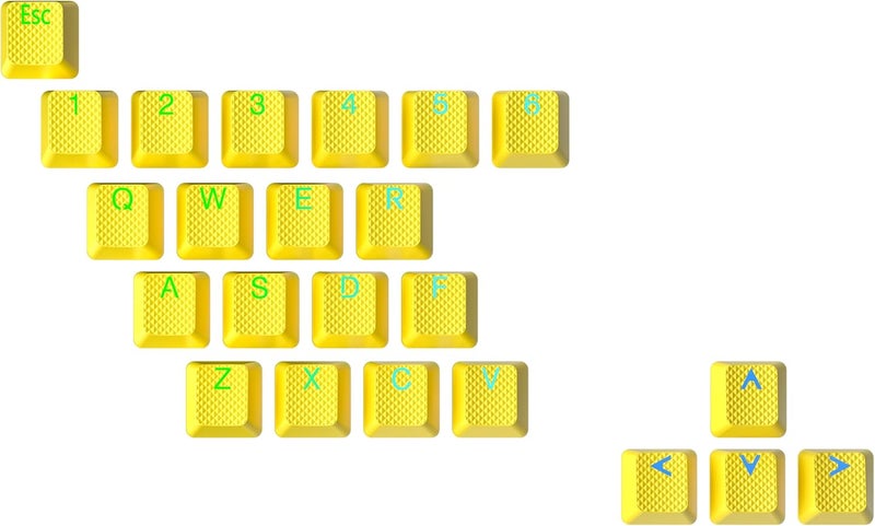 Ranked Rubber Keycap Set | Double Shot Translucent | OEM Profile for Mechanical Gaming Keyboard (Neon Yellow, 23 Keys) - Image 1